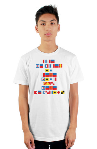 "THE WEATHER IS HERE, WISH YOU WERE BEAUTIFUL" Nautical Flag T-Shirt