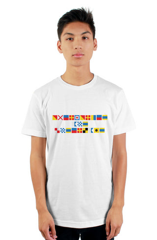 "OVERWORKED AND UNDERLAID" Nautical Flag T-Shirt